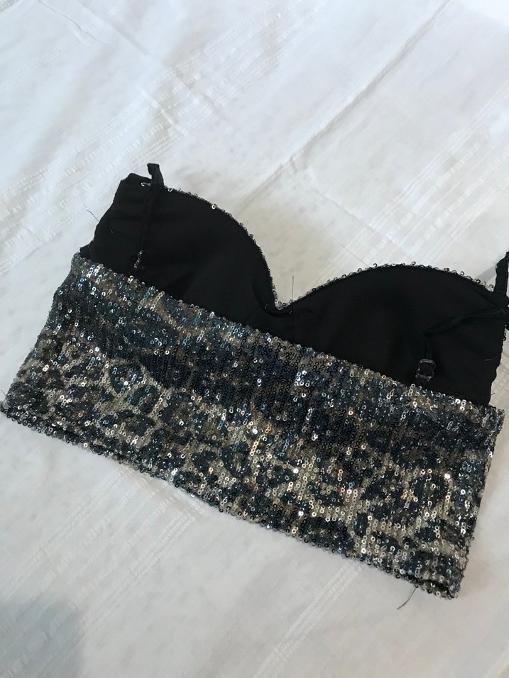 Payetli Yılan Desenli Straplez Büstiyer S - Görsel 3