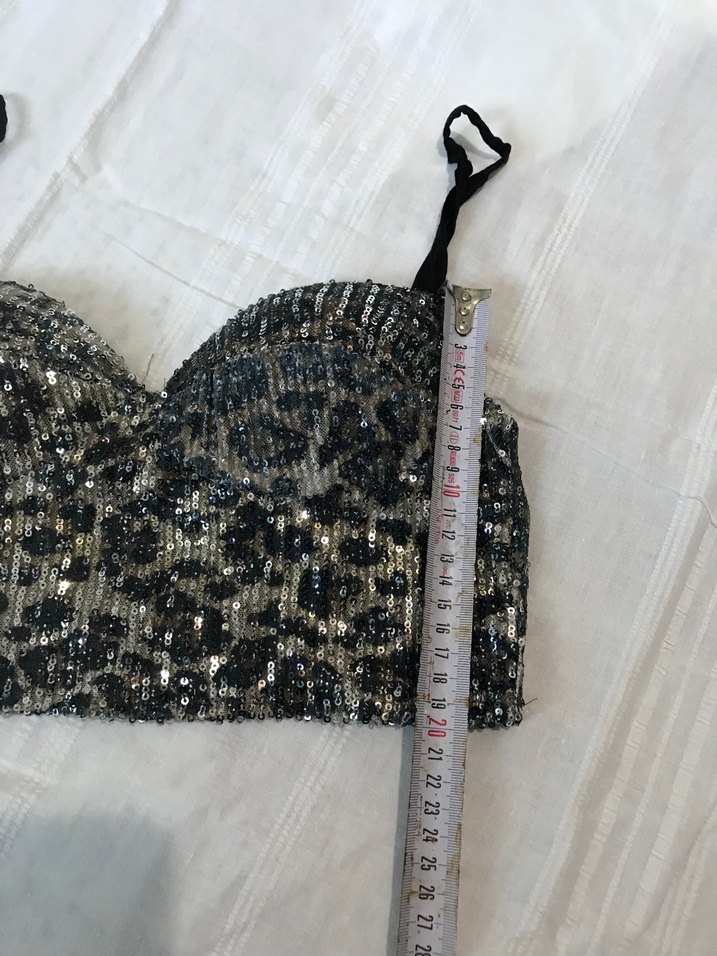 Payetli Yılan Desenli Straplez Büstiyer S - Görsel 5