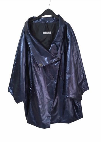 Parlak Mavi Uzun Kollu Kadın Yağmurluk - Görsel 3