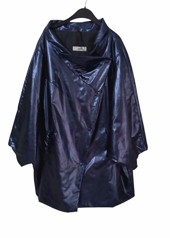 Parlak Mavi Uzun Kollu Kadın Yağmurluk - Görsel 2