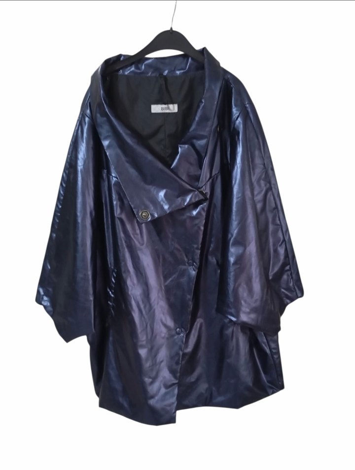 Parlak Mavi Uzun Kollu Kadın Yağmurluk - Görsel 3