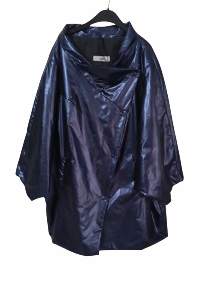 Parlak Mavi Uzun Kollu Kadın Yağmurluk - Görsel 2