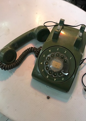 Haki Renkli Antika Retro çevirmeli telefon - Görsel 2