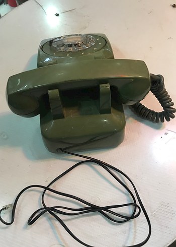 Haki Renkli Antika Retro çevirmeli telefon - Görsel 4