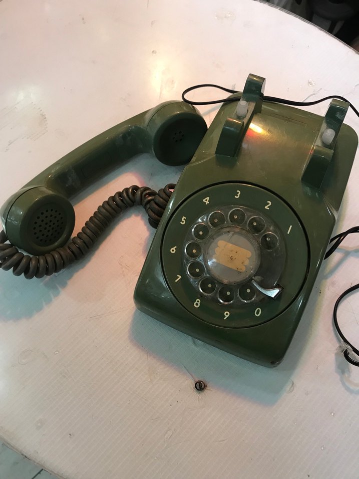 Haki Renkli Antika Retro çevirmeli telefon - Görsel 2