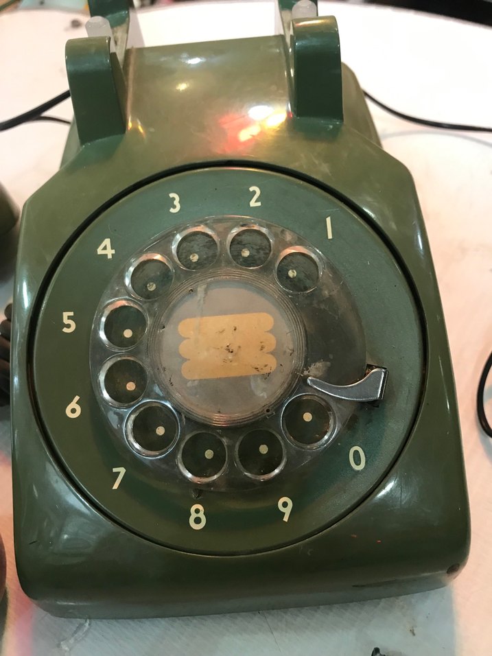 Haki Renkli Antika Retro çevirmeli telefon - Görsel 3