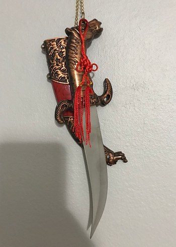 Kırmızı Kılıflı At Başı Dekoratif Kılıç - Görsel 4