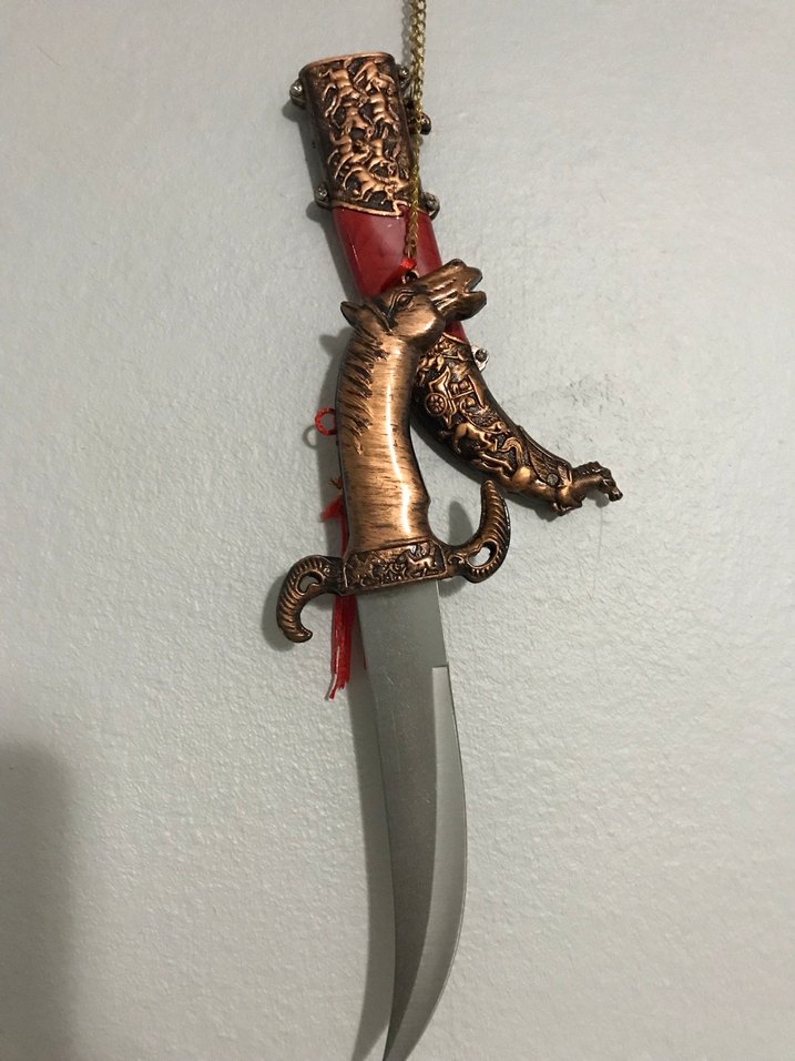 Kırmızı Kılıflı At Başı Dekoratif Kılıç - Görsel 2