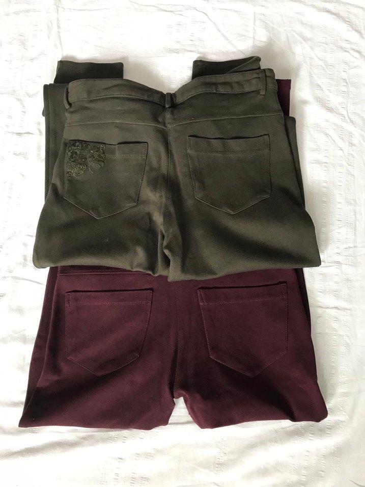 Bordo ve Haki Nakışlı Kadın  Pantolon - Görsel 4