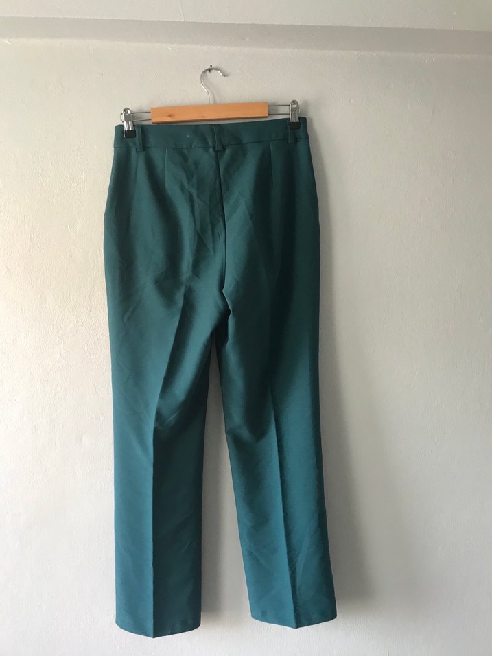 Yeşil Parlak Kumaş Kadın Pantolon - Görsel 2