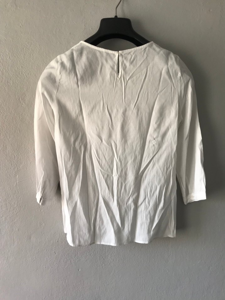 Dantel Detaylı Nakışlı Beyaz Kadın Bluz - Görsel 3