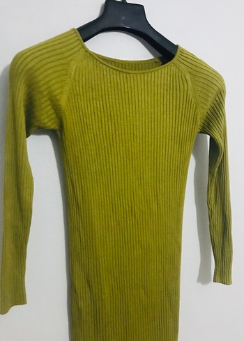 Hardal renk Uzun Kollu Triko Elbise - Görsel 2