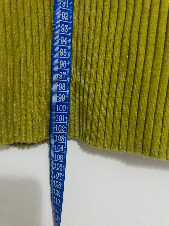 Hardal renk Uzun Kollu Triko Elbise - Görsel 3