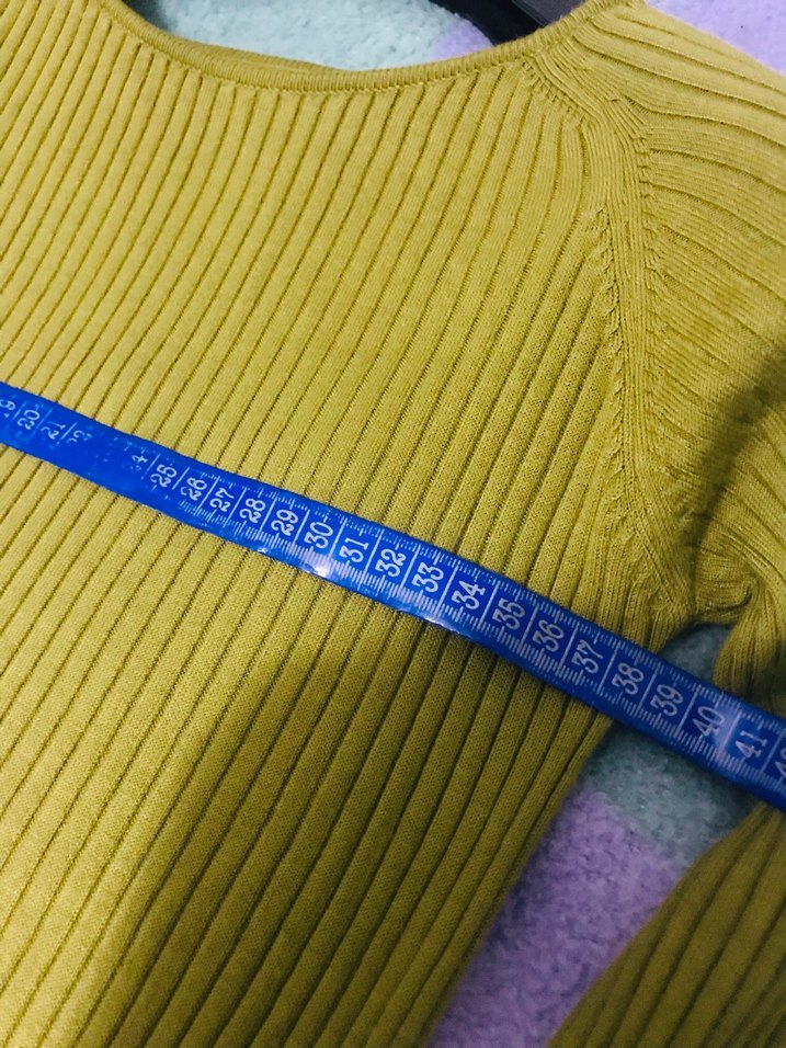 Hardal renk Uzun Kollu Triko Elbise - Görsel 4