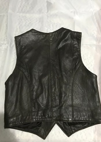 Kahverengi Deri Biker Yelek - Görsel 5