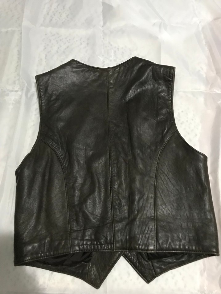 Kahverengi Deri Biker Yelek - Görsel 5