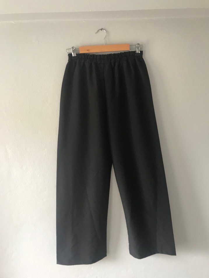 Siyah Salaş Beli lastikli bol paça baggy Pantolon - Görsel 3