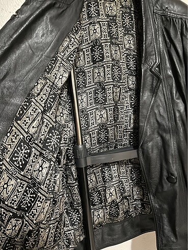 l Beden Oversize gerçek deri Vintage mont L