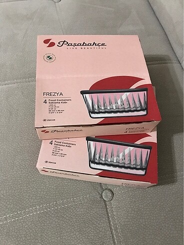 Paşabahçe frezya kapaklı 2 kutu saklama kabı