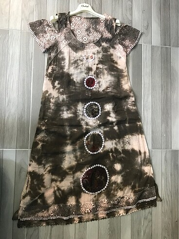 Batik desenli y2k Vintage içi astarlı uzun elbise