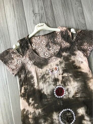 Diğer Batik desenli y2k Vintage içi astarlı uzun elbise