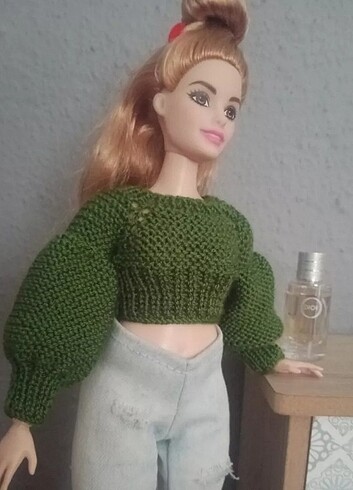Barbie Barbie balon kol örgü kazak