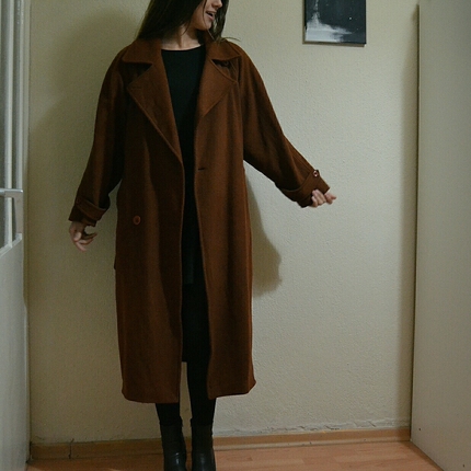 tarçın oversize kaşe kaban