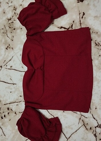l Beden bordo Renk Bordo omuzları acık straplez crop