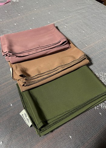 Fresh Scarfs haki, hardal ve toz pembe üçlü şal seti
