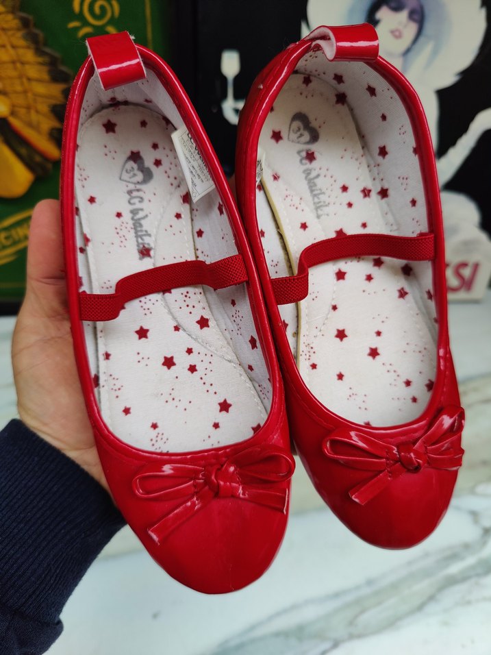 LC Waikiki 31 numara Kırmızı Fiyonklu Kız Çocuk Babet - Görsel 2