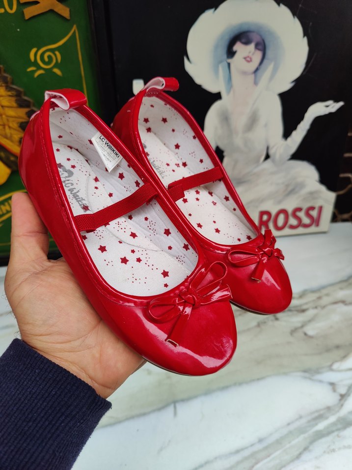 LC Waikiki 31 numara Kırmızı Fiyonklu Kız Çocuk Babet - Görsel 4