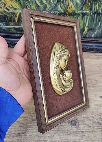 Beden İtalyan damgalı ahşap çerçeve Meryem Ana ikona