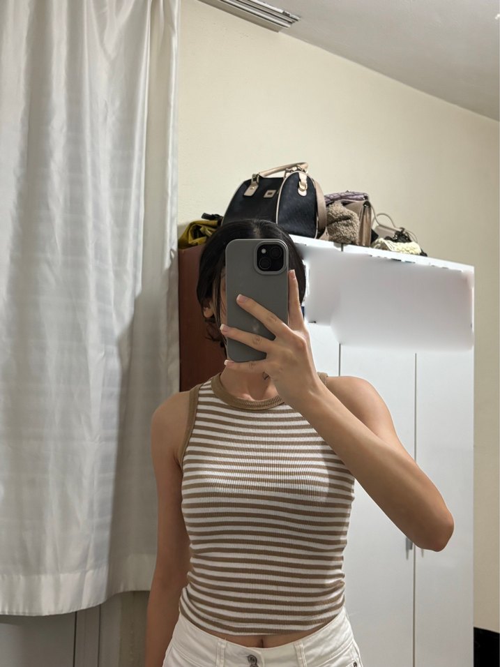 Fitilli Askılı crop top - Çizgili - Görsel 2