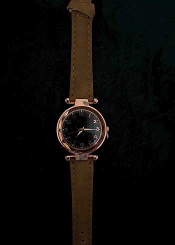 Kahverengi Kordonlu Rose Gold Kadın Kol Saati - Görsel 2