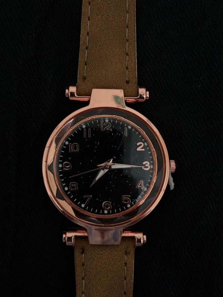 Kahverengi Kordonlu Rose Gold Kadın Kol Saati - Görsel 3