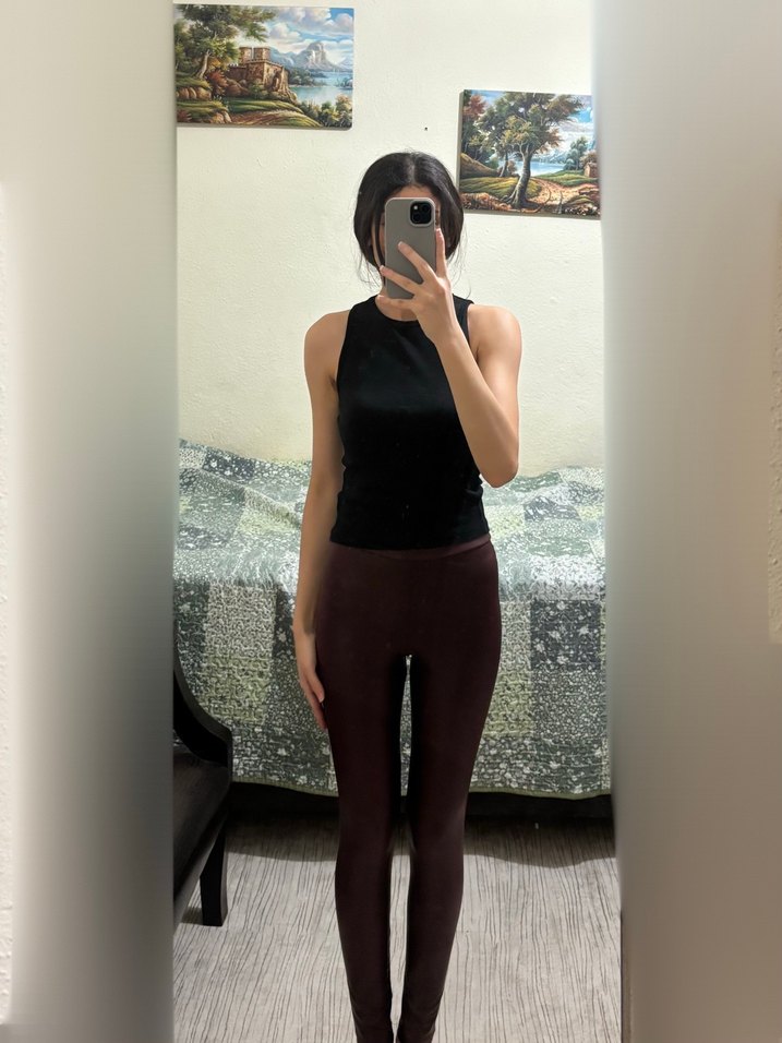 Bordo Deri Tayt - Görsel 3