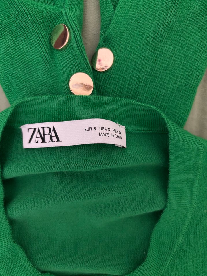 Zara Düğmeli Yeşil Hırka - Görsel 5