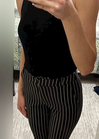 Mango Siyah Çizgili Cigarette Pantolon - Görsel 4