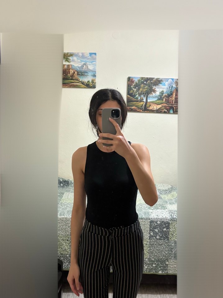 Mango Siyah Çizgili Cigarette Pantolon - Görsel 2