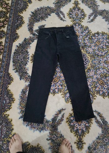 Siyah Kemerli Salaş Midi Kot Pantolon - Görsel 2