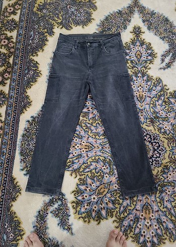 Siyah Kemerli Salaş Midi Kot Pantolon - Görsel 3