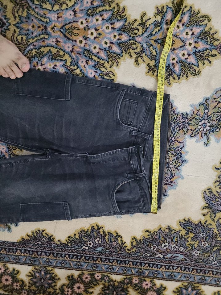 Siyah Kemerli Salaş Midi Kot Pantolon - Görsel 4