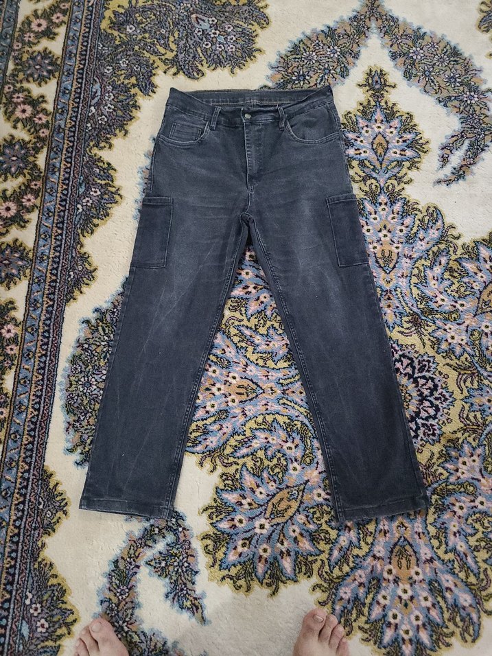 Siyah Kemerli Salaş Midi Kot Pantolon - Görsel 3