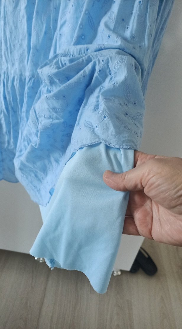 Mavi Uzun Keten Bohem Elbise - Görsel 4