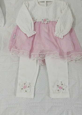 Dantel Detaylı Pembe Kız Bebek Takımı - Görsel 5