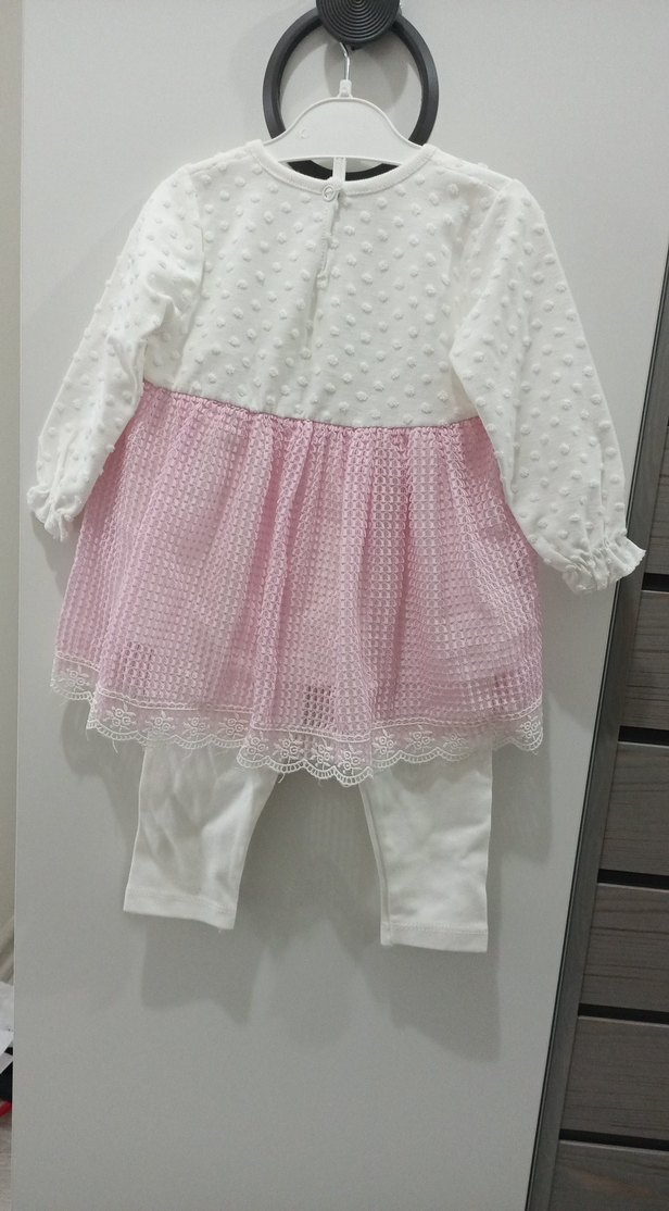 Dantel Detaylı Pembe Kız Bebek Takımı - Görsel 4