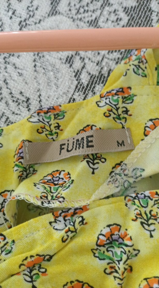 Sarı Çiçekli V Yaka Midi Elbise - Görsel 5