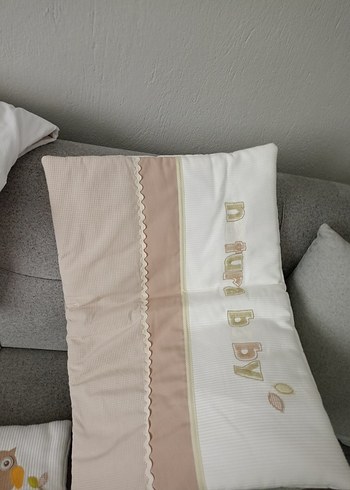 Nakışlı Beyaz ve Gri Çocuk Uyku Tekstili - Görsel 3