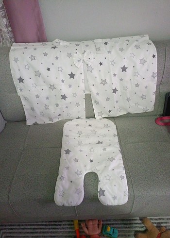 Gri Yıldız Desenli Bebek Uyku Minderi puset örtüsü - Görsel 2