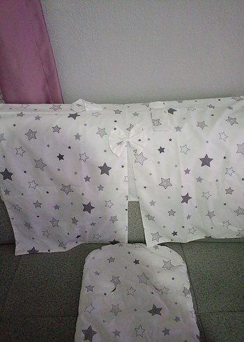 Gri Yıldız Desenli Bebek Uyku Minderi puset örtüsü - Görsel 3